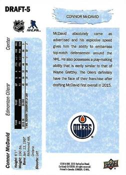 2016 Upper Deck NHL Draft #DRAFT-5 Connor McDavid Back