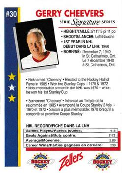1994-95 Zellers Masters of Hockey - Signature Series Blue #NNO Gerry Cheevers Back