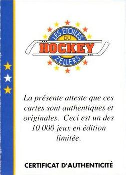 1992-93 Zellers Masters of Hockey #NNO Certificate of Authenticity Back