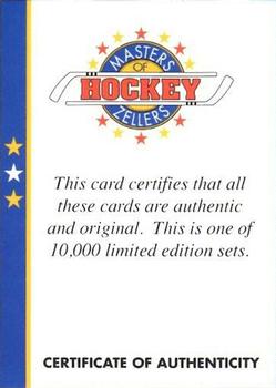 1992-93 Zellers Masters of Hockey #NNO Certificate of Authenticity Front