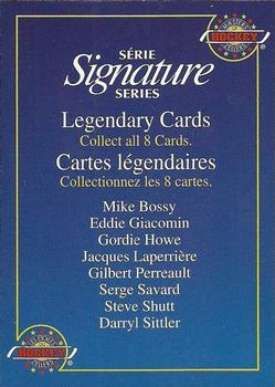 1995-96 Zellers Masters of Hockey Signature Series - Certificate of Authenticity #NNO Eddie Giacomin Back