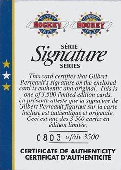 1995-96 Zellers Masters of Hockey Signature Series - Certificate of Authenticity #NNO Gilbert Perreault Front
