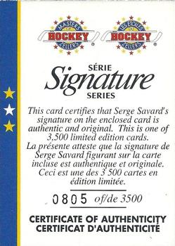1995-96 Zellers Masters of Hockey Signature Series - Certificate of Authenticity #NNO Serge Savard Front