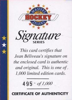 1994-95 Zellers Masters of Hockey - Certificate of Authenticity Yellow #NNO Jean Beliveau Front