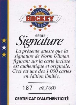 1994-95 Zellers Masters of Hockey - Certificate of Authenticity Yellow #NNO Norm Ullman Back