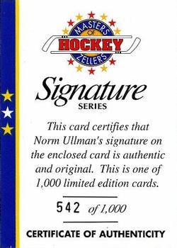1994-95 Zellers Masters of Hockey - Certificate of Authenticity Yellow #NNO Norm Ullman Front