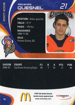 2007-08 Extreme Gatineau Olympiques (QMJHL) #15 Alexandre Quesnel Back