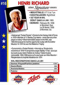 1994-95 Zellers Masters of Hockey - Signature Series Yellow #NNO Henri Richard Back