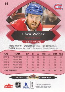 2016-17 Fleer Showcase - Red Glow #14 Shea Weber Back