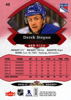2016-17 Fleer Showcase - Red Glow #40 Derek Stepan Back