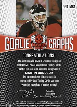 2017 Leaf Masked Men - Goalie Graphs #GGR-MB1 Martin Brodeur Back