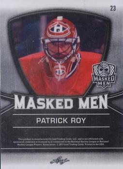 2017 Leaf Masked Men - Masked Men Metal #23 Patrick Roy Back