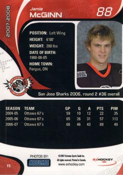 2007-08 Extreme Ottawa 67's (OHL) #15 Jamie McGinn Back