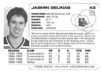1999-00 Halifax Mooseheads (QMJHL) #NNO Jasmin Gelinas Back