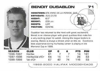 1999-00 Halifax Mooseheads (QMJHL) #NNO Benoit Dusablon Back