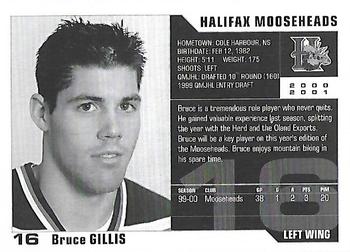 2000-01 Halifax Mooseheads (QMJHL) #NNO Bruce Gillis Back