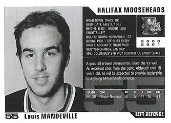 2000-01 Halifax Mooseheads (QMJHL) #NNO Louis Mandeville Back