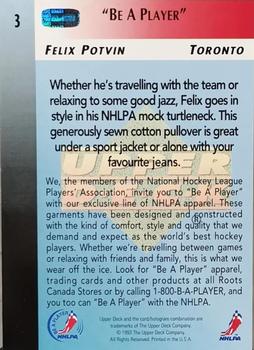1993-94 Upper Deck NHLPA/Roots #3 Felix Potvin Back