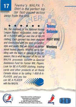 1993-94 Upper Deck NHLPA/Roots #17 Teemu Selanne Back