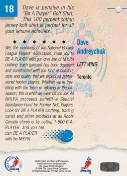 1993-94 Upper Deck NHLPA/Roots #18 Dave Andreychuk Back