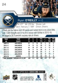 2016-17 Upper Deck - Silver Foil #24 Ryan O'Reilly Back