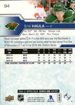 2016-17 Upper Deck - Silver Foil #94 Erik Haula Back