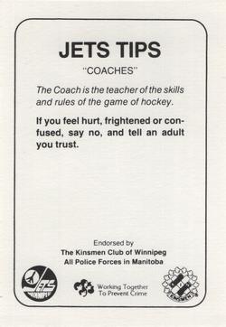 1985-86 Winnipeg Jets Police #NNO Bill Sutherland / Barry Long / Rick Bowness Back