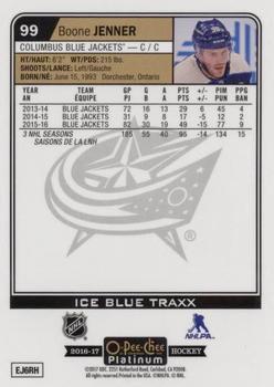 2016-17 O-Pee-Chee Platinum - Ice Blue Traxx #99 Boone Jenner Back