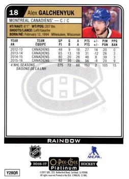 2016-17 O-Pee-Chee Platinum - Rainbow #18 Alex Galchenyuk Back