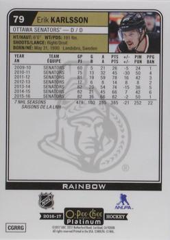 2016-17 O-Pee-Chee Platinum - Rainbow #79 Erik Karlsson Back