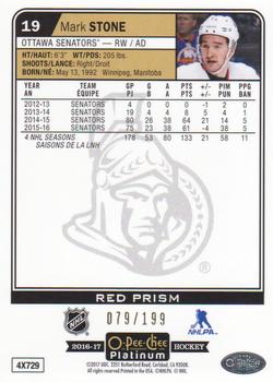 2016-17 O-Pee-Chee Platinum - Red Prism #19 Mark Stone Back