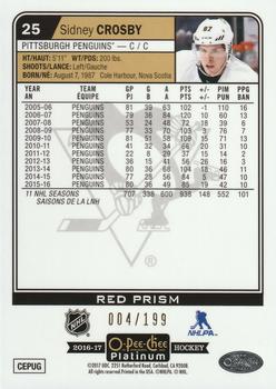 2016-17 O-Pee-Chee Platinum - Red Prism #25 Sidney Crosby Back
