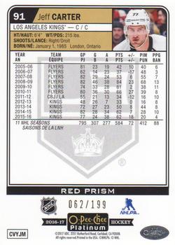 2016-17 O-Pee-Chee Platinum - Red Prism #91 Jeff Carter Back