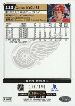 2016-17 O-Pee-Chee Platinum - Red Prism #113 Gustav Nyquist Back