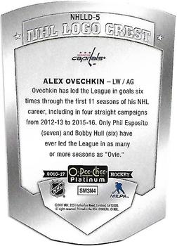 2016-17 O-Pee-Chee Platinum - NHL Logo Crest Die Cuts #NHLLD-5 Alex Ovechkin Back