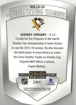 2016-17 O-Pee-Chee Platinum - NHL Logo Crest Die Cuts #NHLLD-10 Sidney Crosby Back