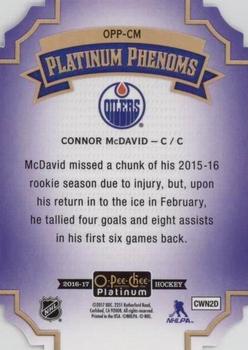 2016-17 O-Pee-Chee Platinum - Platinum Phenoms Die Cuts #OPP-CM Connor McDavid Back