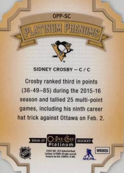 2016-17 O-Pee-Chee Platinum - Platinum Phenoms Die Cuts #OPP-SC Sidney Crosby Back
