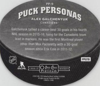 2016-17 O-Pee-Chee Platinum - Puck Personas Die Cuts #PP-9 Alex Galchenyuk Back