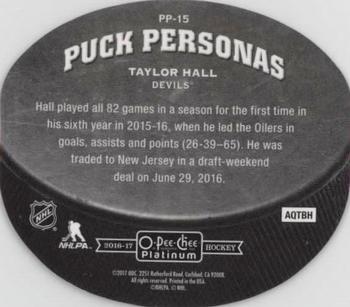 2016-17 O-Pee-Chee Platinum - Puck Personas Die Cuts #PP-15 Taylor Hall Back