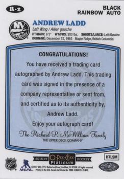 2016-17 O-Pee-Chee Platinum - Retro Black Rainbow Autographs #R-2 Andrew Ladd Back