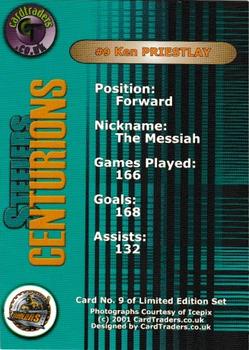 2000-01 Sheffield Steelers (BHL) Centurions #14 Ken Priestlay Back