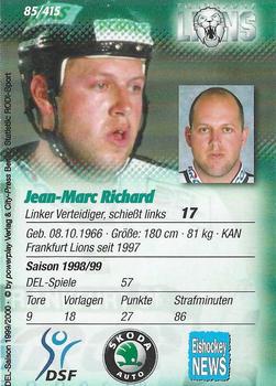 1999-00 Powerplay DEL (German) #85 Jean-Marc Richard Back