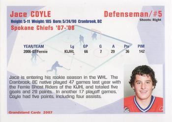 2007-08 Grandstand Spokane Chiefs (WHL) #NNO Jace Coyle Back