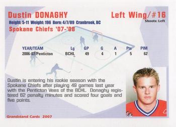 2007-08 Grandstand Spokane Chiefs (WHL) #NNO Dustin Donaghy Back