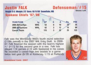 2007-08 Grandstand Spokane Chiefs (WHL) #NNO Justin Falk Back