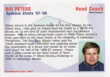 2007-08 Grandstand Spokane Chiefs (WHL) #NNO Bill Peters Back