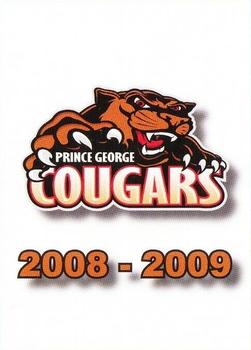 2008-09 Northern Health Prince George Cougars (WHL) #NNO Header Card Front