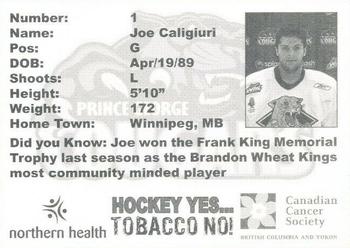2008-09 Northern Health Prince George Cougars (WHL) #NNO Joe Caligiuri Back