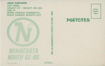 1981-82 Minnesota North Stars Postcards #5 Jack Carlson Back